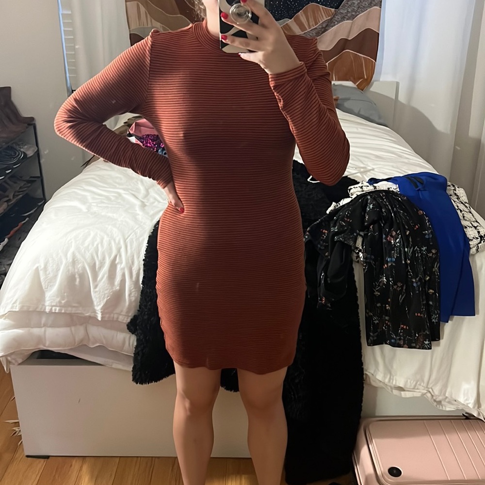 Black and orange stripped dress
